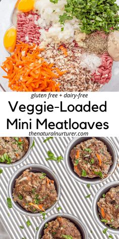 mini meatloafs in muffin tins with carrots and parsley