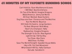 a pink poster with the words 25 minutes of my favorite running songs