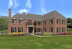 this is an artist's rendering of a large brick house