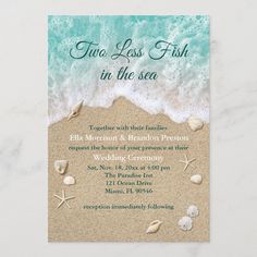 a beach wedding shower with shells and starfish on the sand