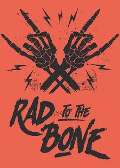 the logo for rad to the bone, with two crossed hands and lightning bolt