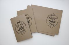 three greeting cards with handwritten words on them, one is for someone to connect