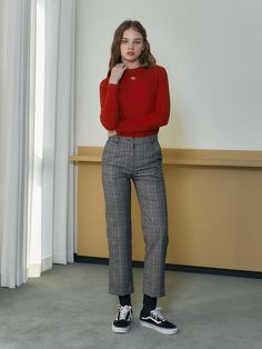 Composition : SHELL: POLYESTER 70% / RAYON 30% LINING: POLYESTER 100%Color: BLACKCountry of Origin : Republic of Korea Classic Plaid Bottoms For Office, Classic Plaid Office Bottoms, Classic Plaid Pants For Office, Plaid Tapered Leg Business Casual Pants, Plaid Straight Pants For Work, Plaid Straight Work Pants, Plaid Ankle-length Pants For Business Casual, Plaid Ankle-length Business Casual Pants, Plaid Ankle-length Pants For Work