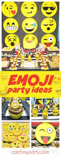 an emoj party with lots of smiley faces on it