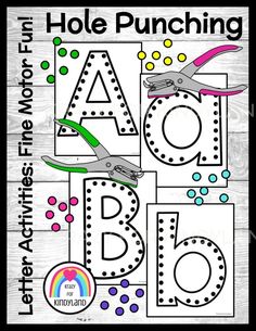 an alphabet and numbers poster with scissors