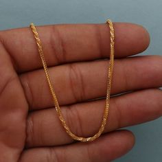 22k Yellow Gold Chain Necklace Jewelry, Unisex Gold Chain, Indian Handmade K3077 | eBay Formal Rectangular Delicate Chain Necklace, Luxury Rectangular Chain Necklace, Luxury Chain Necklace With Adjustable Chain As Gift, Yellow Gold Snake Chain Necklace As A Gift, Luxury Gift Chain Necklace With Adjustable Chain, Luxury Gift Chain Necklace, Luxury Snake Chain Necklace With Lobster Clasp, Luxury Rectangular Chain Necklace As Gift, Luxury Rectangular Chain Necklace For Gift