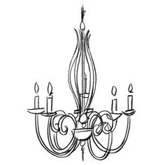 a drawing of a chandelier with candles