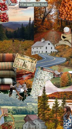 a collage of photos with autumn scenes