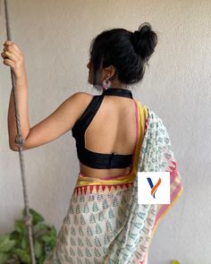 Back Choli Design Blouse Styles, Backless Choli Designs, Halter Neck Blouse For Navratri, Halterneck Saree Blouse, Halter Top Blouse, Sleeveless Back Blouse Designs, Halterneck Blouse Designs