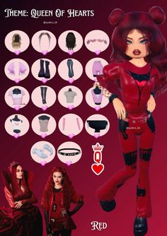 the red queen of hearts doll has many different outfits