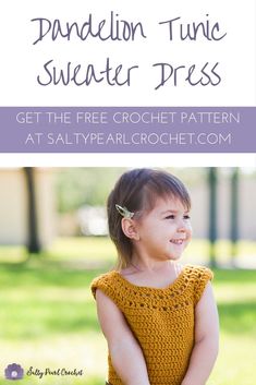 Pearl Crochet, Little Hats, Crochet Tunic Dress, Crochet Toddler Dress, Crochet Tunic Pattern, Crochet Garments, Toddler Dress Patterns, Knit Items, Girls Sweater Dress