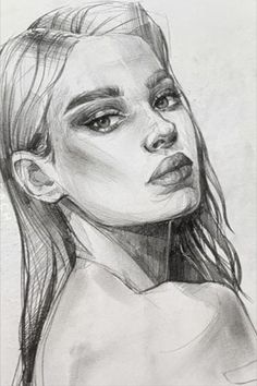 a pencil drawing of a woman's face