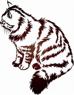 a black and white drawing of a cat sitting on its hind legs, looking to the side