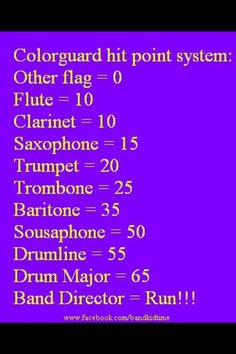 a purple poster with the names of different musical instruments and numbers on it's side