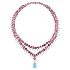 At the center of the necklace glistens a stunning Pink Tourmaline gemstone, radiating with a delicate hue that exudes femininity and grace. Surrounding the tourmaline are sparkling Diamonds, meticulously set to enhance its brilliance and allure. The Diamonds add a touch of sophistication and luxury to the piece, creating a mesmerizing contrast against the soft pink hues of the tourmaline. FOLLOW SPECTRUM JEWELS storefront to view the latest collection & exclusive pieces. Spectrum Jewels is proud Pink Blue Diamond Necklace, Luxury Pink Tilla Necklace, Pink Diamond Necklace 1stdibs, Luxury Pink Gold Gemstone Necklaces, Luxury Silver Tourmaline Necklaces, Luxury Pink Sapphire Gemstone Necklace, Diamond Statement Necklace, Pink Tourmaline Necklace Gold, Blue Diamond Necklace