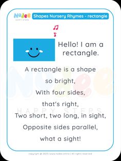 a card with the words hello, i am a rectanglele and an image of a