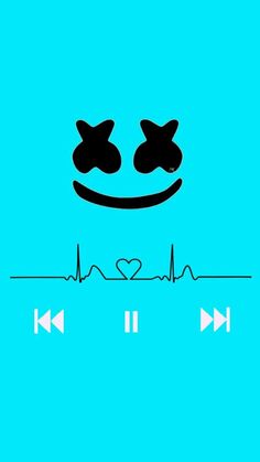 a blue background with an image of a smiley face and two hearts in the middle