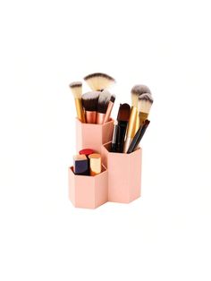 Makeup Brush Holder Organizer, 3 Slots Pink Cosmetic Brushes Storage Solution Clear    Plastic     Storage & Organization, size features are:Bust: ,Length: ,Sleeve Length: Womens Green Blazer, Makeup Organizers, Pink Cosmetics, Makeup Brush Holder, Makeup Bag Organization, Display Cases, Makeup Brush Holders, It Cosmetics Brushes, Brush Holder