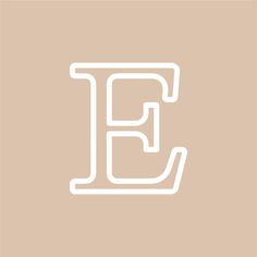 the letter e is made up of thin lines and white letters on a beige background