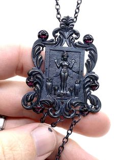 This Lilith Shrine necklace is cast in bronze, hand textured, oxidized and set with garnets. Lilith is the first witch and known as the mother of demons, but she is also known for being strong and intelligent, representing feminine power and expression. This piece is made to order and can take from 2-3 weeks to complet Mother Of Demons, Dark Modern, The Muse, Feminine Power, Autumn Aesthetic, Gothic Jewelry, Modern Jewelry, Free Jewelry, Ring Bracelet