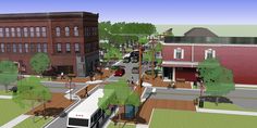 an artist's rendering of a city street