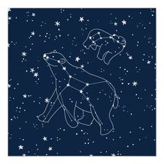 the zodiac sign for leo on a blue background with white stars in the night sky