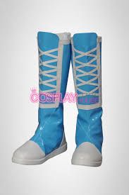 a pair of blue boots with white laces