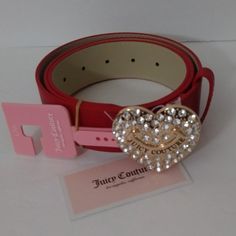 Beautiful Juicy Couture Red Rhinestone Heart Buckle Belt 38" L X 1.5" W Approx. 100% Polyurethane Size: S-M Juicy Couture Accessories, Couture Accessories, Just Style, Rhinestone Heart, Red Rhinestone, Buckle Belt, Red Gold, Juicy Couture, Belt Buckles