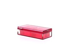 a red plastic box on a white background