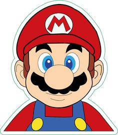 an image of mario paper cut out with blue eyes and a mustache on his face