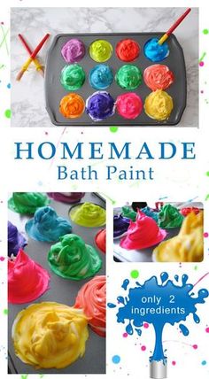 homemade bath paint recipe for kids to make with only 2 ingredients and no baking required