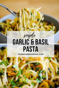 this simple garlic and basil pasta is the perfect meal to make for lunch or dinner