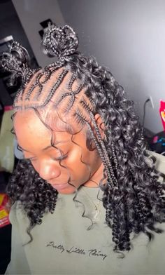 Hair Styles For December, December Hairstyles Braids, Bob Fulani Braids, Scalp Braids With Curly Hair, Short Fulani Braids With Curls, Short Fulani Braids, Bob Knotless Braids, Knotless Braids Design, December Hairstyles