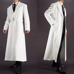 Men's Winter White Warm Coat Windbreak Coat with Belt Ankle Length Business Wear | eBay White Trench Coat Outfit Men, Coat And Suit Men, White Trench Coat Outfit, Long Fall Coat, Winter White Outfit, Neat Clothes, Comic Clothes, Celtic Nations, Suits Formal