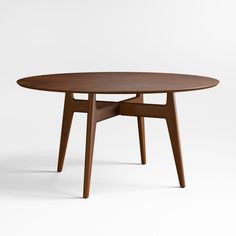 an oval wooden table with two legs on the top and one leg raised up, in front of a white background