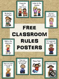 the classroom rules poster is shown with different pictures