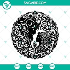 the silhouette of a woman with long hair and flowers in her hair