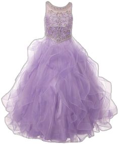 Little Girls Lilac Ocean Waves Rhinestone Scoop Neck Pageant Dress 2-6 - SophiasStyle.com Elegant Purple Pageant Dress, Elegant Purple Tulle Pageant Dress, Purple Embellished Dress For Pageant, Purple Embellished Pageant Dress, Fitted Purple Pageant Dress For Dress-up, Purple Tulle Pageant Dress, Purple Tulle Dress For Pageants, Purple Ruffled Pageant Dress, Purple Ruffled Pageant Dress For Dress-up