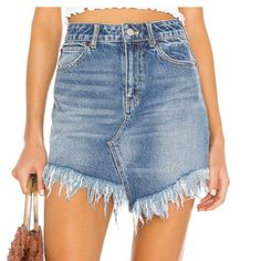 Brand: Free People Size: 26 Color: Indigo (Denim) Condition: Nwt Gold Mini Skirt, Cheetah Skirt, A Line Denim Skirt, Godet Skirt, Womens Denim Skirts, Belted Mini Skirt, Boho Denim, Tie Dye Denim, Distressed Denim Skirt