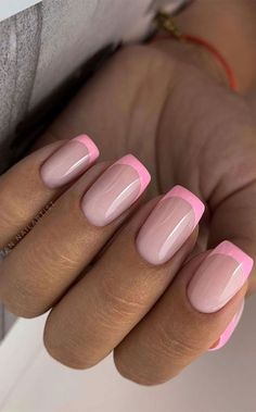 Pink Tip Nails, Manicure Nail Designs, French Manicure Nails, French Tip Acrylic Nails, Her Nails, Cute Gel Nails, Short Acrylic Nails Designs, Dipped Nails, Fire Nails