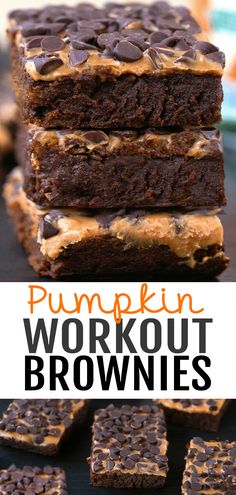 pumpkin workout brownies stacked on top of each other