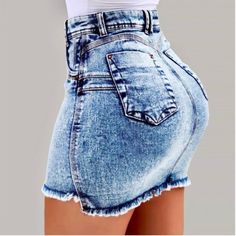 Damaged Jeans, Denim Bodycon Skirt, Short Summer Skirts, Moda Denim, Jeans Skirt, Denim Skirt Women, Denim Pencil Skirt, Summer Denim, Stretch Skirt