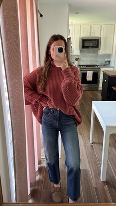 Swim Too Deep Turtleneck Sweater curated on LTK Comfy Cute Teacher Outfits, Nice Outfits To Wear To School, School Play Outfit, Popular Fashion Trends 2024, Cute Sweater And Jeans Outfits, Dressy Casual Winter Outfits, Mid 20s Outfits, New Trendy Outfits, Fall Jean Outfits