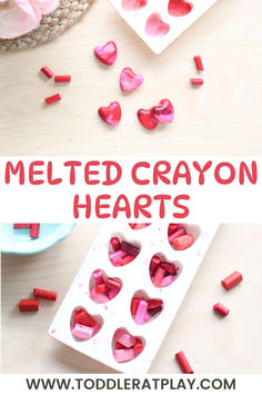 melted crayon hearts are in the shape of heart shapes