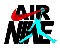 the nike logo is designed to look like a basketball player with a red and blue tail