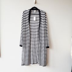 Long Black And White Striped Cardigan Striped Oversized Cardigan For Spring, Oversized Striped Cardigan For Spring, Striped Cardigan For Spring Layering, Spring Striped Cardigan For Layering, Spring Striped Outerwear For Layering, Sweaters Striped, Multicolor Knit, Long Open Cardigan, Polka Dot Cardigan