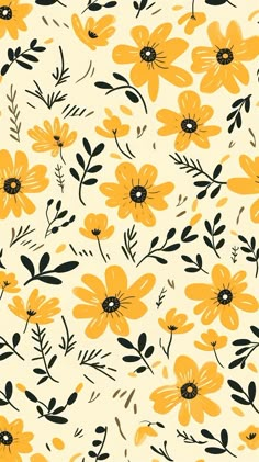 yellow and black flowers on a white background