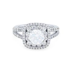 Perfect for the one wanting maximum sparkle, this engagement setting features a split-shank and double halo accented with 0.97 carats of round brilliant cut diamonds. Wedding band sold separately. Diamonds Direct, Engagement Sets, Double Halo, Split Shank, Round Brilliant Cut Diamond, Halo, Wedding Bands, Sparkle, Band