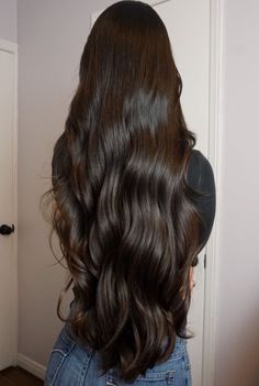 Long Dark Brown Hair, Goals 2025, Long Shiny Hair, Long Healthy Hair, Long Silky Hair, Luscious Hair, Hair Aesthetic, Long Wavy Hair, Beautiful Long Hair