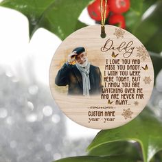 a wooden ornament with an image of a man on it